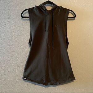 Alfa Forward AFWD Sweatshirt Womens Small Olive Sleeveless Hooded Pullover